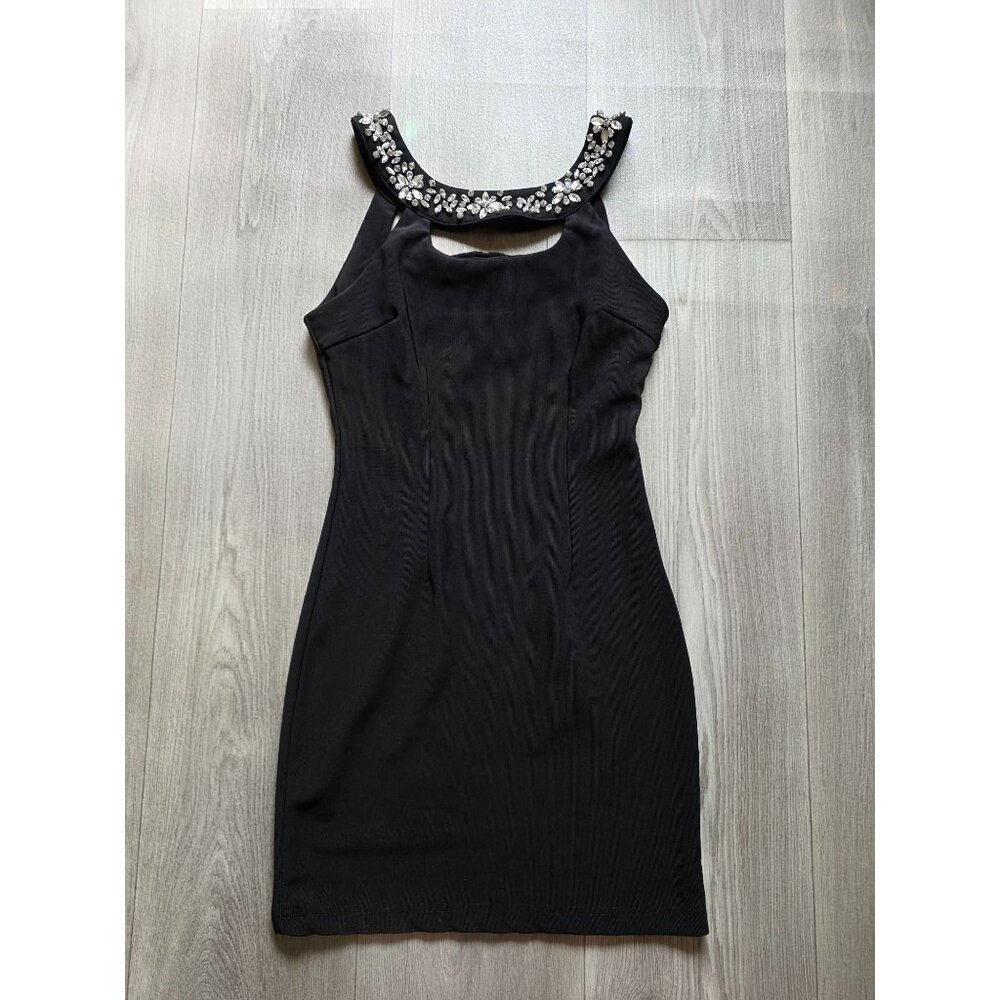 Embellished Black Dress With Rhinestones By Red Clover xs sm